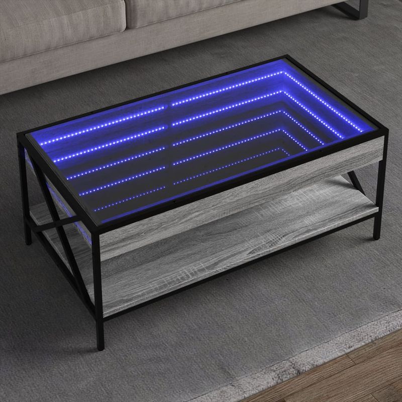 Casa si Gradina - Mobilier - Mese si birouri - Masute de cafea - Masuta de cafea cu LED infinity, gri sonoma, 90x50x38 cm - Infinity.ro