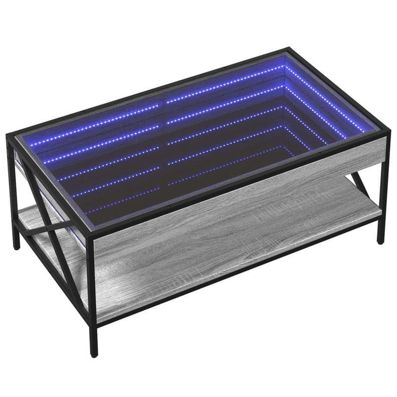 Casa si Gradina - Mobilier - Mese si birouri - Masute de cafea - Masuta de cafea cu LED infinity, gri sonoma, 90x50x38 cm - Infinity.ro