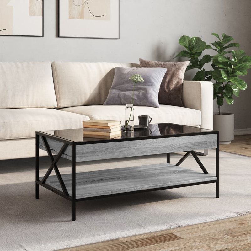 Casa si Gradina - Mobilier - Mese si birouri - Masute de cafea - Masuta de cafea cu LED infinity, gri sonoma, 90x50x38 cm - Infinity.ro