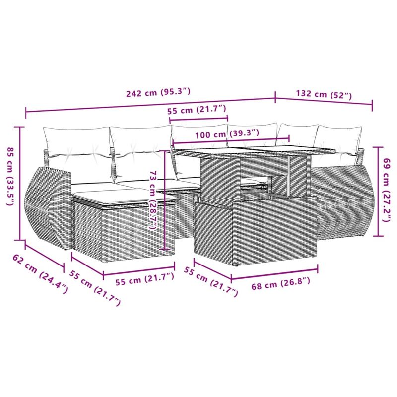 Casa si Gradina - Gradina si terasa - Mobilier exterior - Seturi mobila gradina - Set canapele de gradina cu perne, 7piese gri deschis poliratan - Infinity.ro