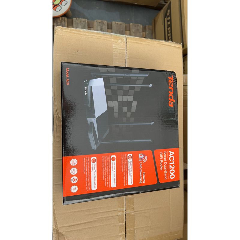 PC, gaming si accesorii - Retelistica - Wireless - Routere Wireless - Router Tenda AC6 1200 Mgb/s , Gaming si UHD streaming , 4 antene 5G , wireless puternic  , dual-band, negru - Infinity.ro