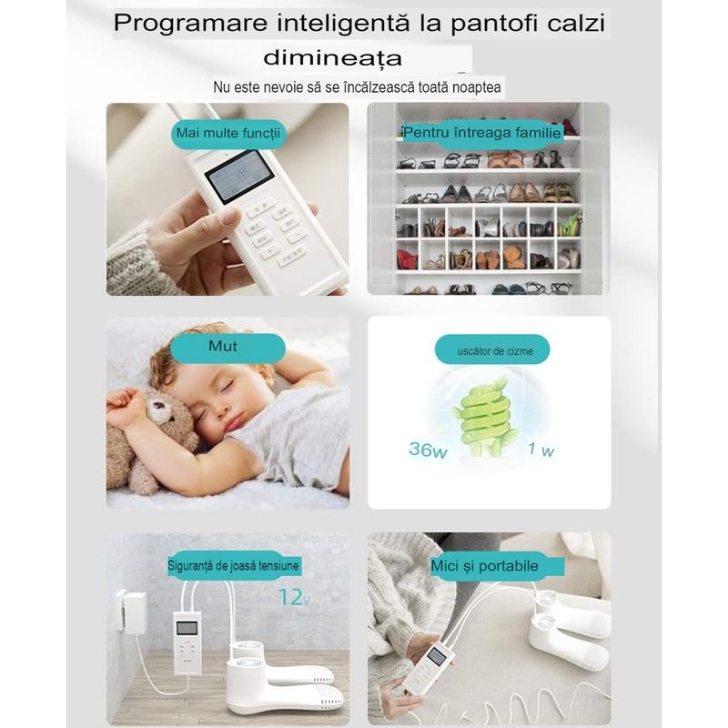 Market - Spalare si intretinere rufe - Uscatoare de rufe si accesorii - Uscator de pantofi multifunctional Arvada MP30 cu functie de deodorizare si programare, 360° incalzire uniforma - Infinity.ro