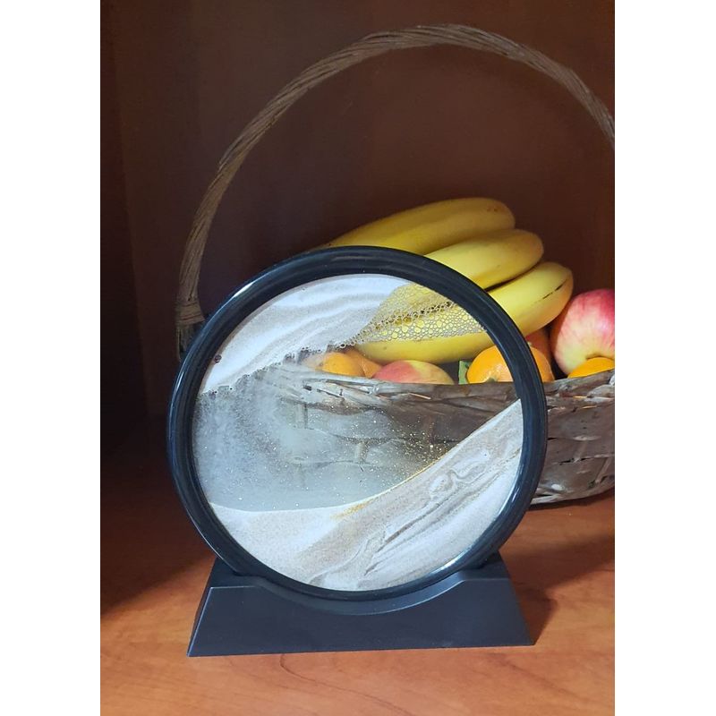 Casa si Gradina - Decoratiuni - Obiecte decorative - Accesorii decorative - Decoratiune casa, birou tip clepsidra, sticla/nisip 3D,18X19.5 cm, cafea/negru - Infinity.ro