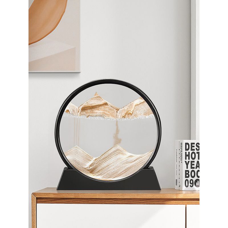 Casa si Gradina - Decoratiuni - Obiecte decorative - Accesorii decorative - Decoratiune casa, birou tip clepsidra, sticla/nisip 3D,18X19.5 cm, cafea/negru - Infinity.ro