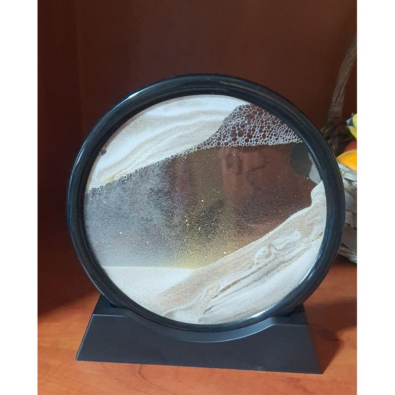 Casa si Gradina - Decoratiuni - Obiecte decorative - Accesorii decorative - Decoratiune casa, birou tip clepsidra, sticla/nisip 3D,18X19.5 cm, cafea/negru - Infinity.ro