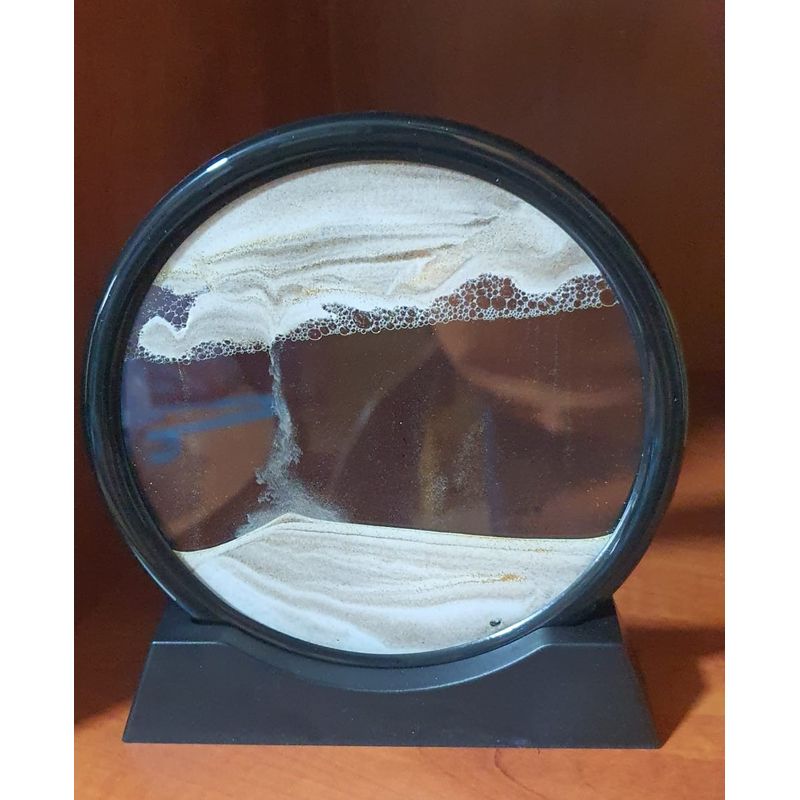 Casa si Gradina - Decoratiuni - Obiecte decorative - Accesorii decorative - Decoratiune casa, birou tip clepsidra, sticla/nisip 3D,18X19.5 cm, cafea/negru - Infinity.ro