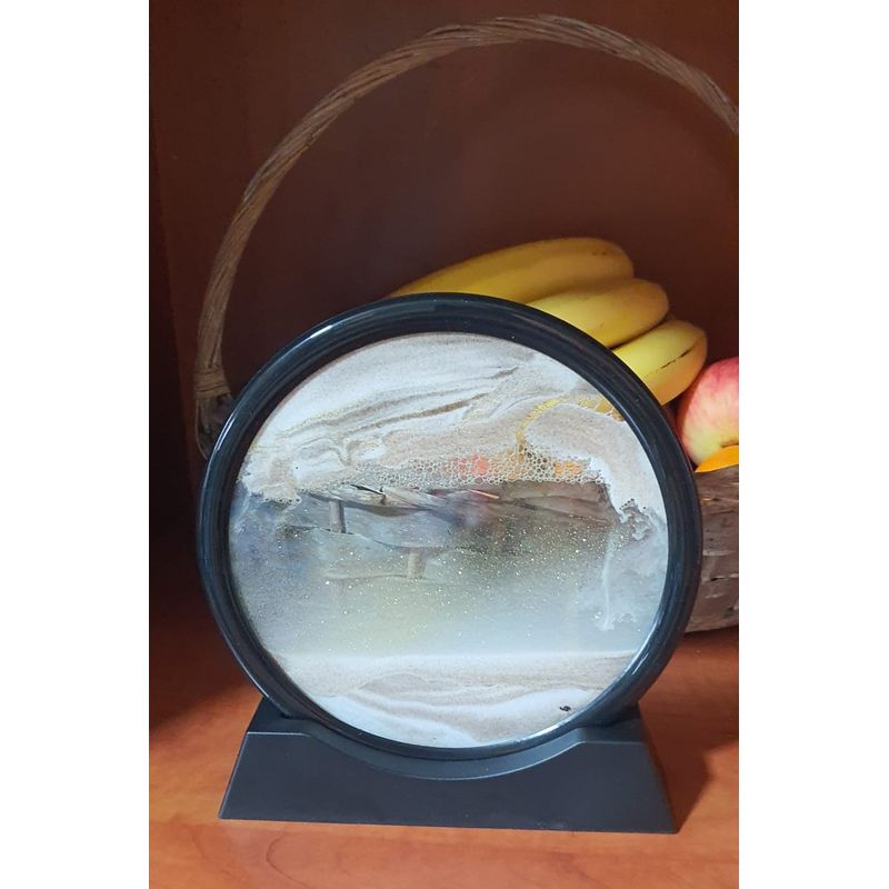 Casa si Gradina - Decoratiuni - Obiecte decorative - Accesorii decorative - Decoratiune casa, birou tip clepsidra, sticla/nisip 3D,18X19.5 cm, cafea/negru - Infinity.ro