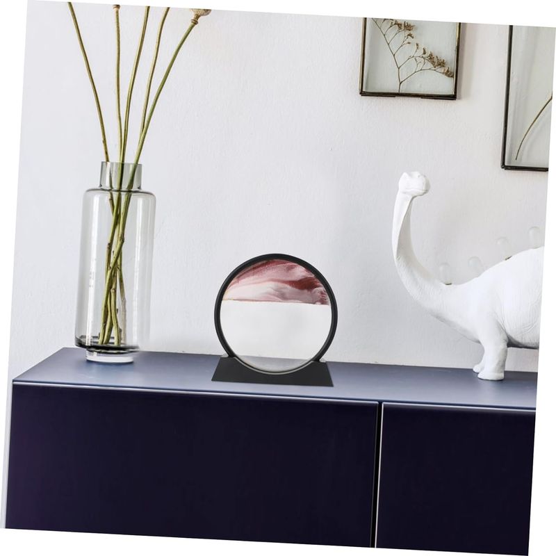 Casa si Gradina - Decoratiuni - Obiecte decorative - Accesorii decorative - Decoratiune casa, birou tip clepsidra, sticla/nisip 3D, 18X19.5 cm,  grena/negru - Infinity.ro