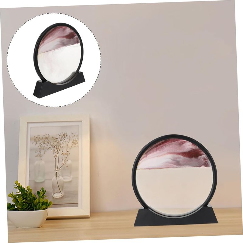 Casa si Gradina - Decoratiuni - Obiecte decorative - Accesorii decorative - Decoratiune casa, birou tip clepsidra, sticla/nisip 3D, 18X19.5 cm,  grena/negru - Infinity.ro