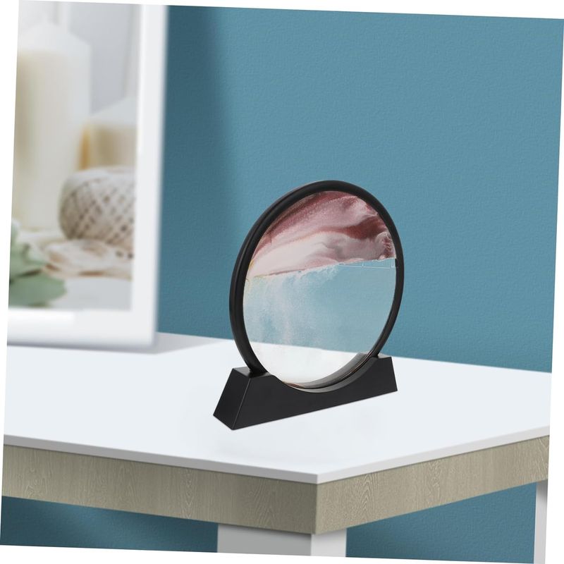 Casa si Gradina - Decoratiuni - Obiecte decorative - Accesorii decorative - Decoratiune casa, birou tip clepsidra, sticla/nisip 3D, 26x27 cm, grena/negru - Infinity.ro