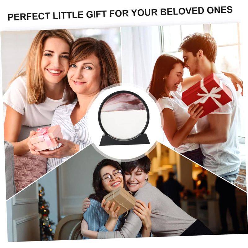 Casa si Gradina - Decoratiuni - Obiecte decorative - Accesorii decorative - Decoratiune casa, birou tip clepsidra, sticla/nisip 3D, 26x27 cm, grena/negru - Infinity.ro