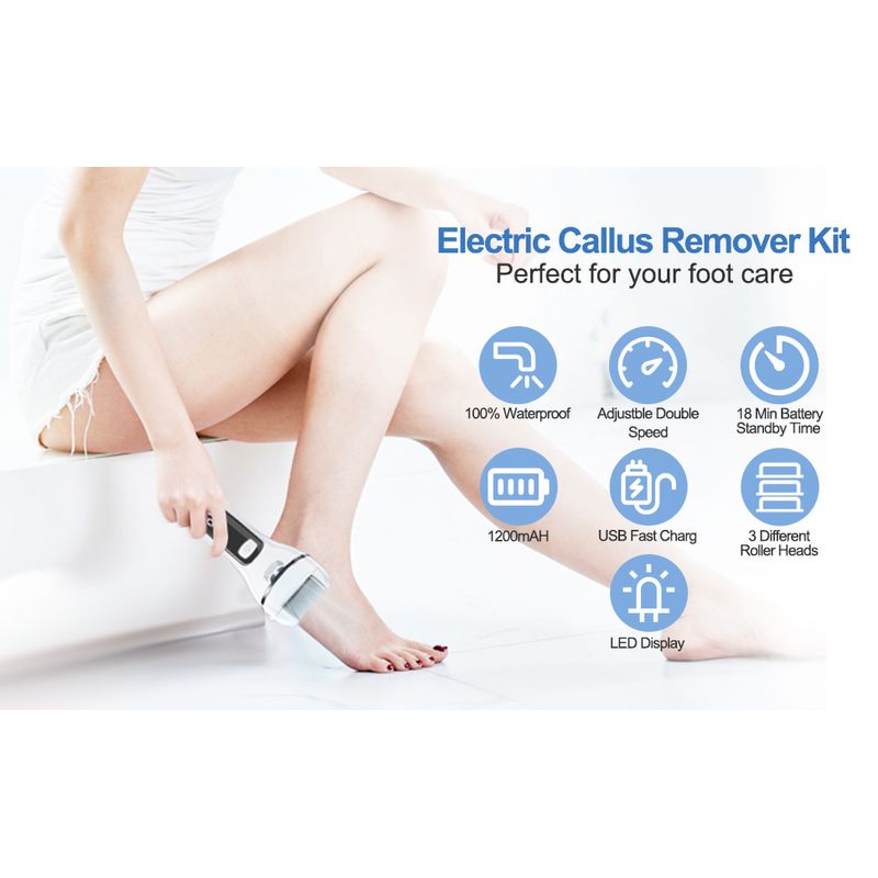 Ingrijire personala si Cosmetice - Manichiura si pedichiura - Truse manichiura si pedichiura - Pila electrica set 10 bucati pentru talpi si calcaie ONULISS V-601, Display Digital, Led, Acumulator 1200 mAh, - Infinity.ro