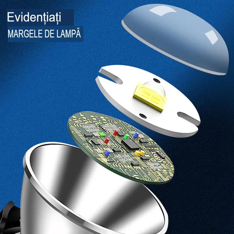 Casa si Gradina - Corpuri si surse de iluminat - Iluminat exterior - Lanterne - Lanterna de mare putere Boruit YHX-0450 Ultra-Bright A76 20000 lumeni, cu LED-uri laterale, lumina rosie, - Infinity.ro