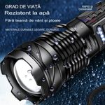 Casa si Gradina - Corpuri si surse de iluminat - Iluminat exterior - Lanterne - Lanterna de mare putere Boruit YHX-0450 Ultra-Bright A76 20000 lumeni, cu LED-uri laterale, lumina rosie, - Infinity.ro