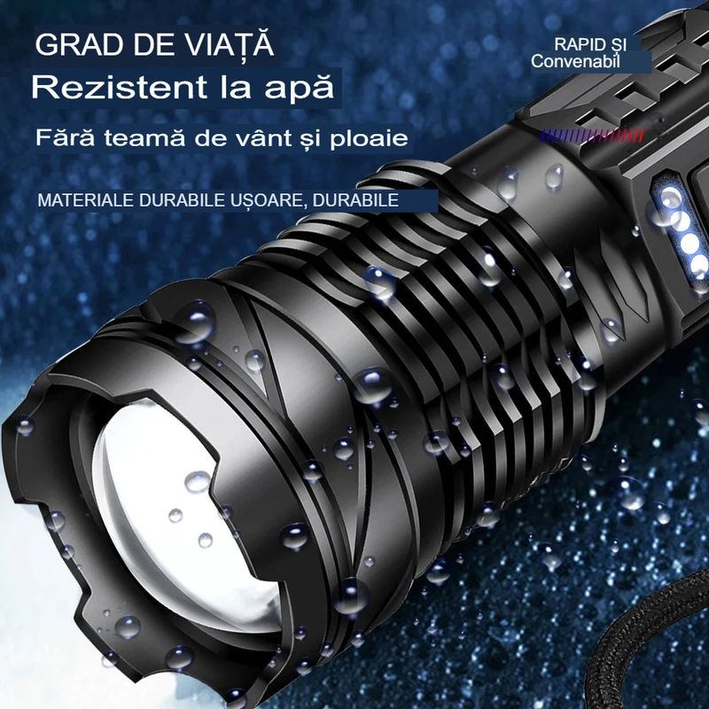 Casa si Gradina - Corpuri si surse de iluminat - Iluminat exterior - Lanterne - Lanterna de mare putere Boruit YHX-0450 Ultra-Bright A76 20000 lumeni, cu LED-uri laterale, lumina rosie, - Infinity.ro
