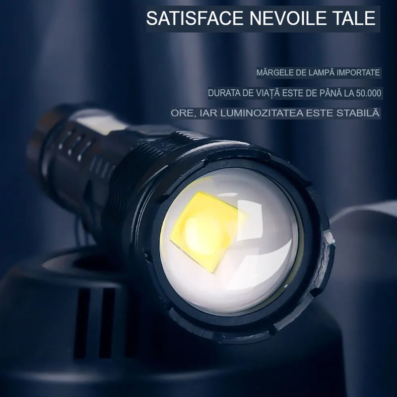 Casa si Gradina - Corpuri si surse de iluminat - Iluminat exterior - Lanterne - Lanterna de mare putere Boruit YHX-0450 Ultra-Bright A76 20000 lumeni, cu LED-uri laterale, lumina rosie, - Infinity.ro