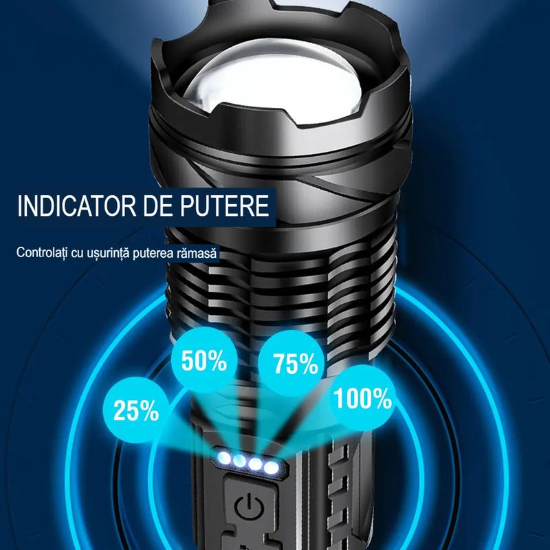 Casa si Gradina - Corpuri si surse de iluminat - Iluminat exterior - Lanterne - Lanterna de mare putere Boruit YHX-0450 Ultra-Bright A76 20000 lumeni, cu LED-uri laterale, lumina rosie, - Infinity.ro