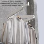 Casa si Gradina - Mobilier - Organizare si depozitare - Cuiere - Suport de uscare montat pe perete Helper 114cm, retractabil cu carlige, usor de instalat, capacitate mare - Infinity.ro