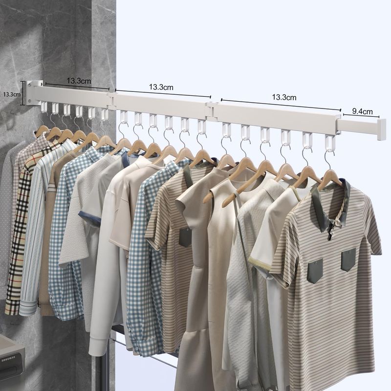 Casa si Gradina - Mobilier - Organizare si depozitare - Cuiere - Suport de uscare montat pe perete Helper 114cm, retractabil cu carlige, usor de instalat, capacitate mare - Infinity.ro