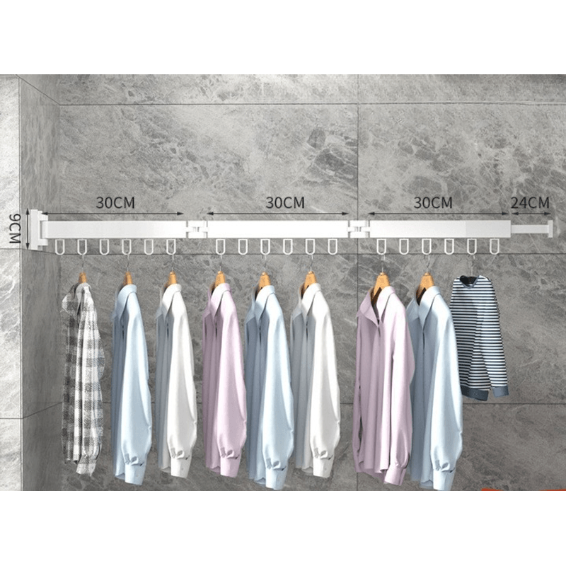 Casa si Gradina - Mobilier - Organizare si depozitare - Cuiere - Suport de uscare montat pe perete Helper 114cm, retractabil cu carlige, usor de instalat, capacitate mare - Infinity.ro