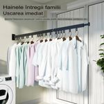 Casa si Gradina - Mobilier - Organizare si depozitare - Cuiere - Suport de uscare montat pe perete Helper 114cm, retractabil cu carlige, usor de instalat, capacitate mare de incarcare - Infinity.ro