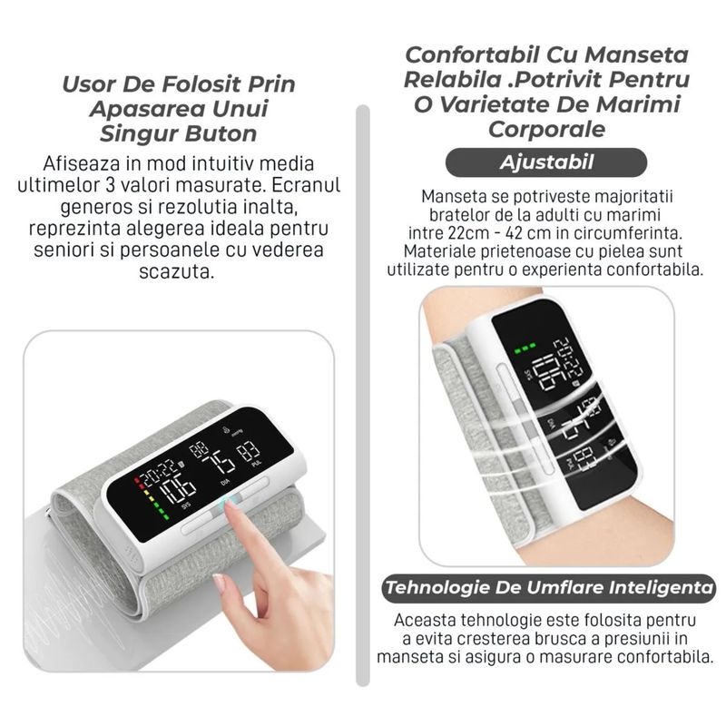 Ingrijire personala si Cosmetice - Sanatate si wellness - Aparate medicale - Tensiometre - Tensiometru de Brat Digital AOJ Medical 33A , Baterie Reincarcabila, Masurare Tensiune Sistolica/Diastolica - Infinity.ro