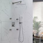 Casa si Gradina - Sanitare - Cazi si cabine de dus - Coloane si seturi de dus - Set de Dus Termostatic Starbath  002TP-28X18B-4NF cu Functie de Masaj si Cap de Dus, LED - Sistem Complet 4 Piese, silver - Infinity.ro