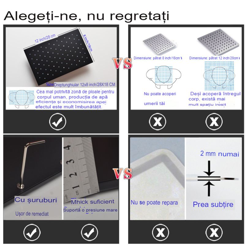 Casa si Gradina - Sanitare - Cazi si cabine de dus - Coloane si seturi de dus - Set de Dus Termostatic Starbath  002TP-28X18B-4NF cu Functie de Masaj si Cap de Dus, LED - Sistem Complet 4 Piese, silver - Infinity.ro