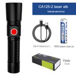 Casa si Gradina - Corpuri si surse de iluminat - Iluminat exterior - Lanterne - Lanterna laser Asafee CA125-2 Ultra-Bright, 10w din aluminiu, profesionala, focus ajustabil, acumulator 18650 - Infinity.ro