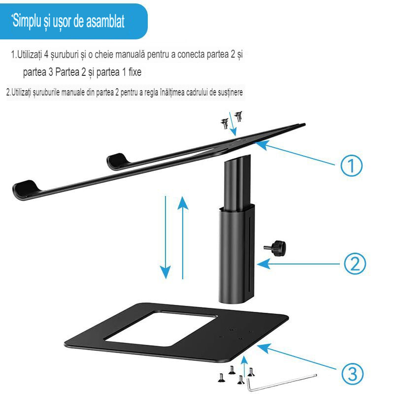 Laptop, Telefoane si Tablete - Laptopuri si accesorii - Accesorii Laptop - Standuri/Coolere notebook - Stand laptop ergonomic Smarto A60, fabricat din aluminiu, portabil - Infinity.ro