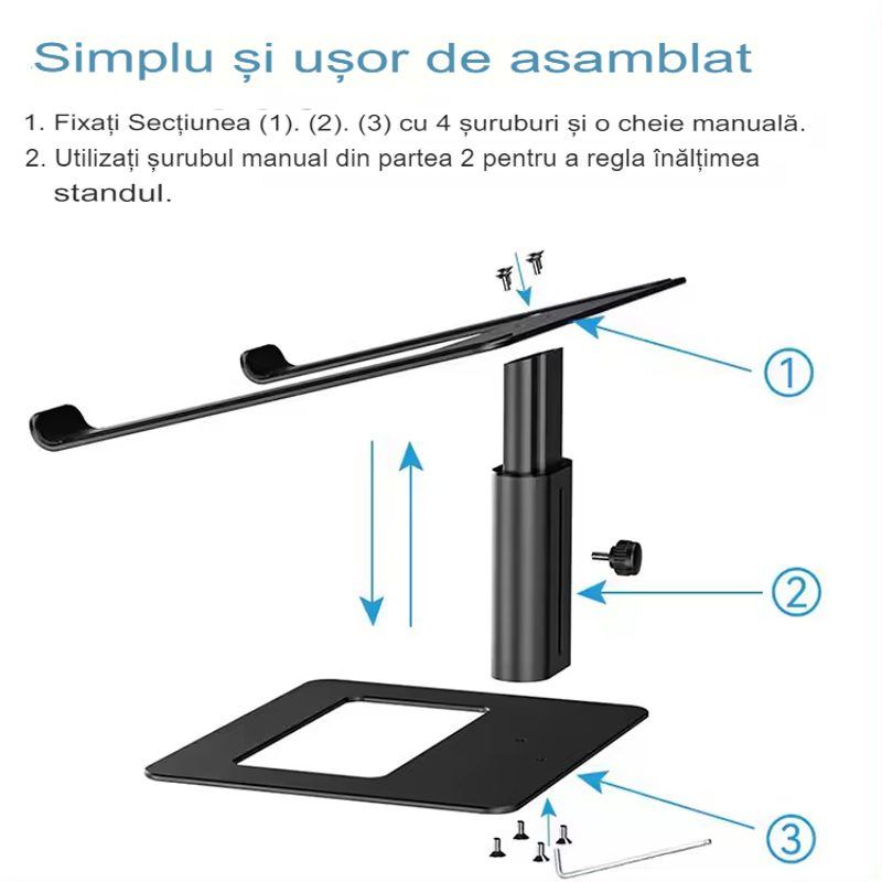 Laptop, Telefoane si Tablete - Laptopuri si accesorii - Accesorii Laptop - Standuri/Coolere notebook - Stand laptop ergonomic Smarto A60, fabricat din aluminiu, portabil - Infinity.ro