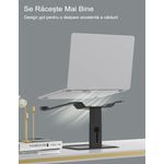 Laptop, Telefoane si Tablete - Laptopuri si accesorii - Accesorii Laptop - Standuri/Coolere notebook - Stand laptop ergonomic Smarto A60, fabricat din aluminiu, portabil - Infinity.ro