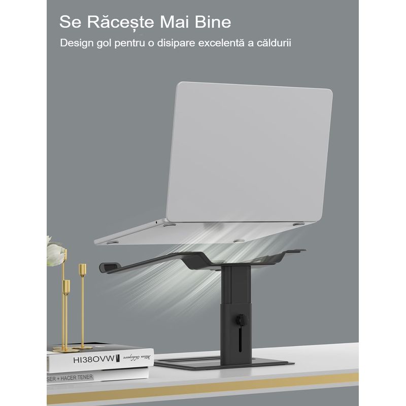 Laptop, Telefoane si Tablete - Laptopuri si accesorii - Accesorii Laptop - Standuri/Coolere notebook - Stand laptop ergonomic Smarto A60, fabricat din aluminiu, portabil - Infinity.ro