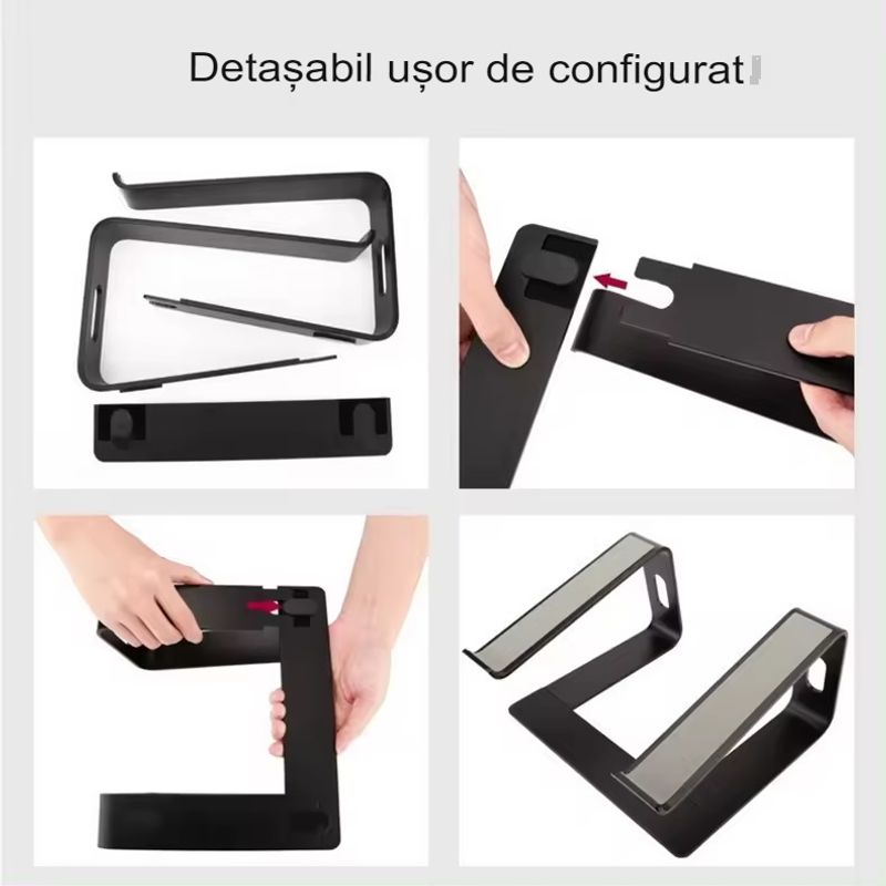 Laptop, Telefoane si Tablete - Laptopuri si accesorii - Accesorii Laptop - Standuri/Coolere notebook - Stand laptop Smarto C8D, fabricat din aluminiu, portabil ergonomic - Infinity.ro