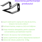 Laptop, Telefoane si Tablete - Laptopuri si accesorii - Accesorii Laptop - Standuri/Coolere notebook - Stand laptop Smarto C8D, fabricat din aluminiu, portabil ergonomic - Infinity.ro
