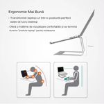 Laptop, Telefoane si Tablete - Laptopuri si accesorii - Accesorii Laptop - Standuri/Coolere notebook - Stand laptop Smarto C8D, fabricat din aluminiu, portabil ergonomic - Infinity.ro