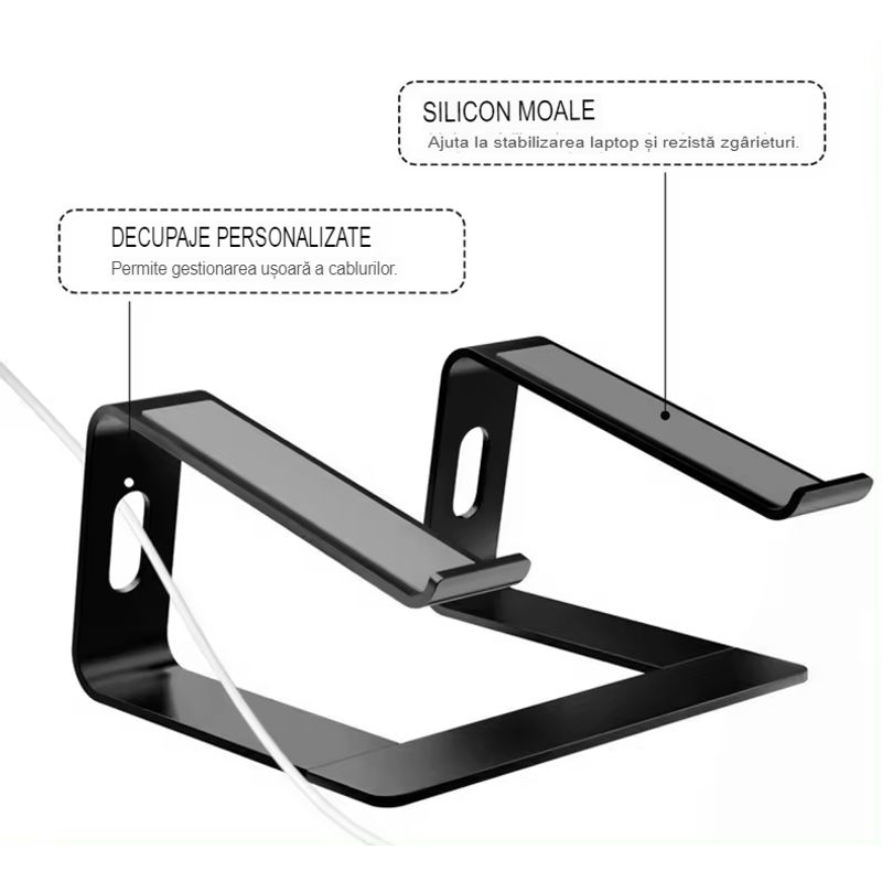 Laptop, Telefoane si Tablete - Laptopuri si accesorii - Accesorii Laptop - Standuri/Coolere notebook - Stand laptop Smarto C8D, fabricat din aluminiu, portabil ergonomic - Infinity.ro
