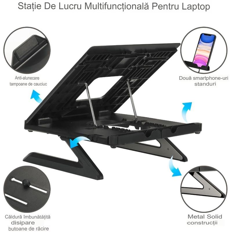 Laptop, Telefoane si Tablete - Laptopuri si accesorii - Accesorii Laptop - Standuri/Coolere notebook - Stand pentru laptop Tronsmart  AP9001-B ergonomic si portabil - Infinity.ro