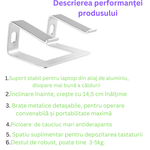 Laptop, Telefoane si Tablete - Laptopuri si accesorii - Accesorii Laptop - Standuri/Coolere notebook - Stand laptop Smarto C8D, fabricat din aluminiu, portabil ergonomic - Infinity.ro