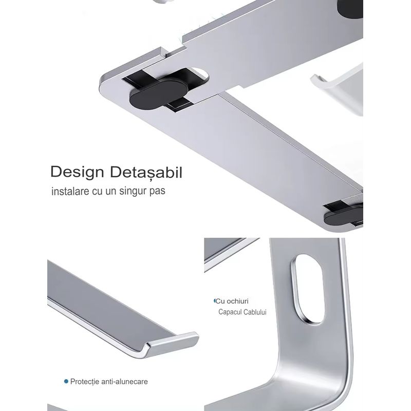 Laptop, Telefoane si Tablete - Laptopuri si accesorii - Accesorii Laptop - Standuri/Coolere notebook - Stand laptop Smarto C8D, fabricat din aluminiu, portabil ergonomic - Infinity.ro