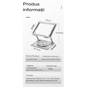 Suport laptop Smarto D087L ergonomic, portabil, reglabil
