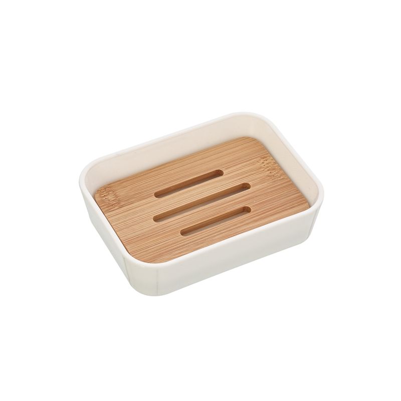 Casa si Gradina - Sanitare - Suporturi si accesorii baie - Accesorii baie - Savoniera Feridras, Bamboo, Alb - Infinity.ro