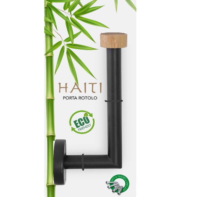 Casa si Gradina - Sanitare - Suporturi si accesorii baie - Accesorii baie - Suport hartie igienica, Feridras Haiti, negru - Infinity.ro