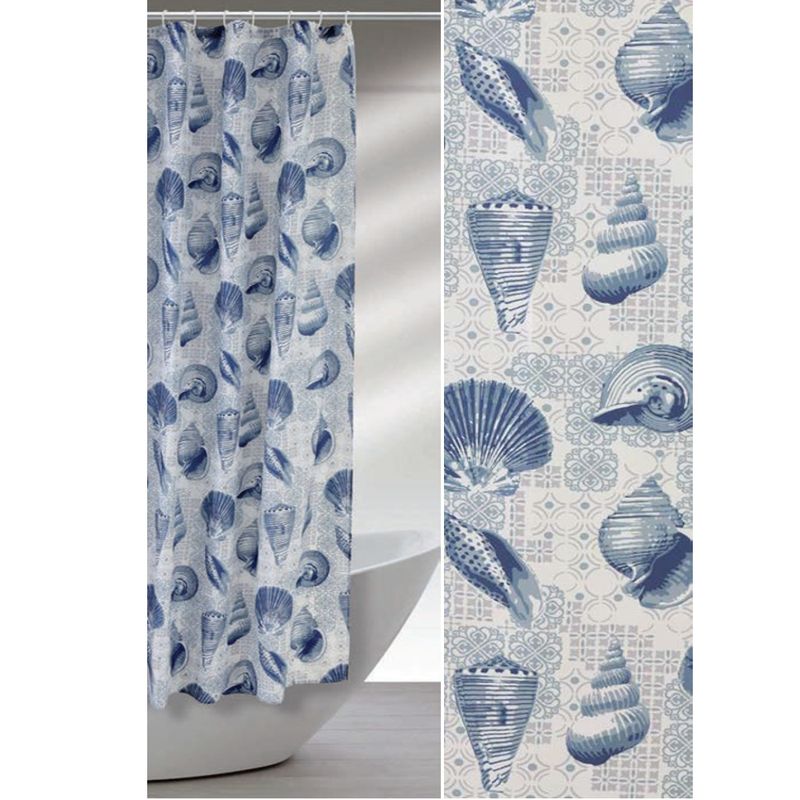 Casa si Gradina - Sanitare - Suporturi si accesorii baie - Accesorii baie - Perdea dus din poliester, 180x200 cm, cu imprimeu cu scoici - Infinity.ro