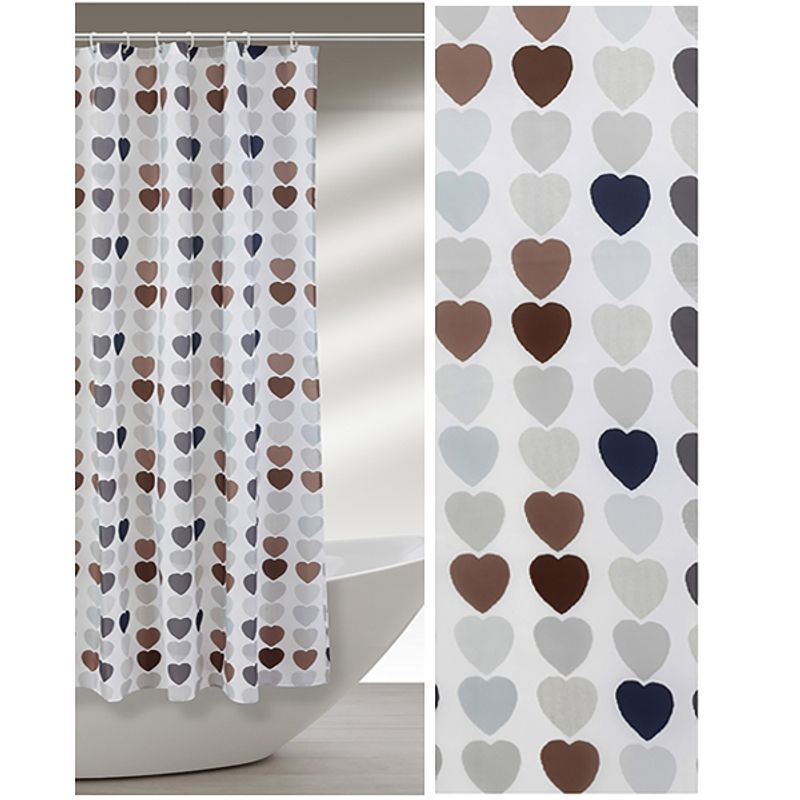 Casa si Gradina - Sanitare - Suporturi si accesorii baie - Accesorii baie - Perdea dus Feridras din poliester, 240x200 cm, imprimeu inimioare - Infinity.ro