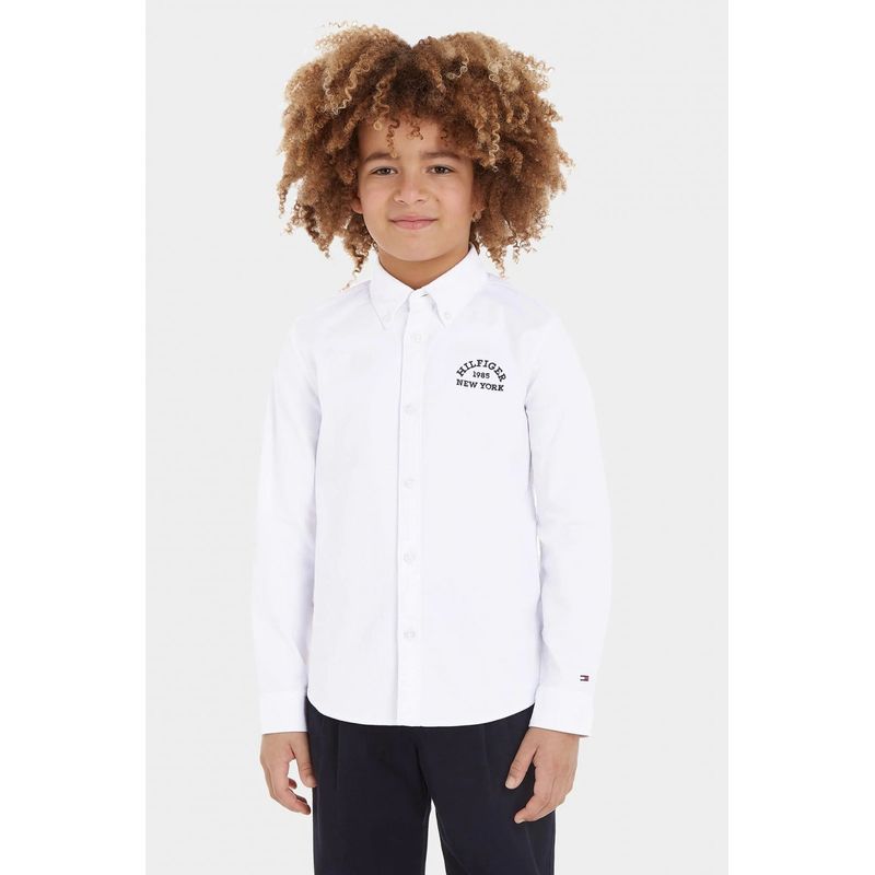 Fashion, accesorii si bijuterii - Copii - Imbracaminte copii - Bluze si camasi copii - Camasa copii Tommy Hilfiger KB0KB08516 128 CM Alb 8 ani - Infinity.ro