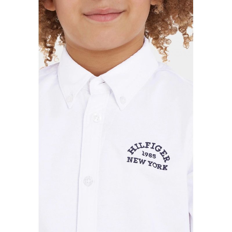 Fashion, accesorii si bijuterii - Copii - Imbracaminte copii - Bluze si camasi copii - Camasa copii Tommy Hilfiger KB0KB08516 128 CM Alb 8 ani - Infinity.ro