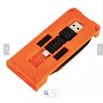 Laptop, Telefoane si Tablete - Telefoane mobile si accesorii - Accesorii Telefoane - Cabluri si adaptoare telefoane - Multiadaptor USB - Type-C la USB-A/Lightning/MicroUSB/OTG, 2 sloturi card/Nano SIM, utila calatorie, Gri/Portocalie - Infinity.ro