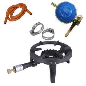 Pachet - Arzator rotund din fonta + 2M Furtun butelie + 2 x Colier furtun + 1 x Ceas butelie