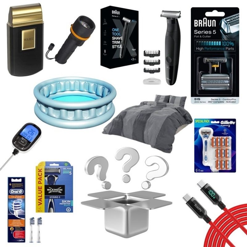 Market - Cadouri - Pachete si cosuri cadou - Mystery Box Beldeny, Surprize Pentru Barbati de Toate Varstele, Varianta Silver - Infinity.ro